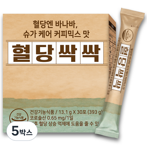 혈당케어 커피믹스 맛 혈당싹싹 건강기능식품 바나바잎 추출물 당뇨 영양제 커피 관리 조절 코로솔산, 5박스, 393g