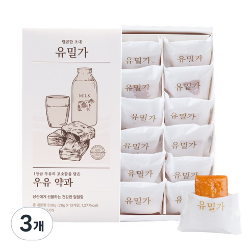 유밀가 수제 우유 약과 12개입, 360g, 3개