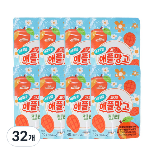 새콤달콤 제주 애플망고 젤리 파우치, 32개, 40g