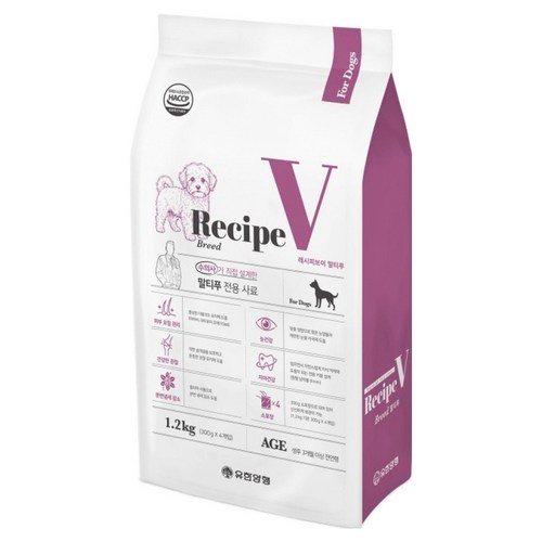 유한양행레시피브이 강아지 처방식 사료 말티푸, 1.2kg, 1개, 피부+눈