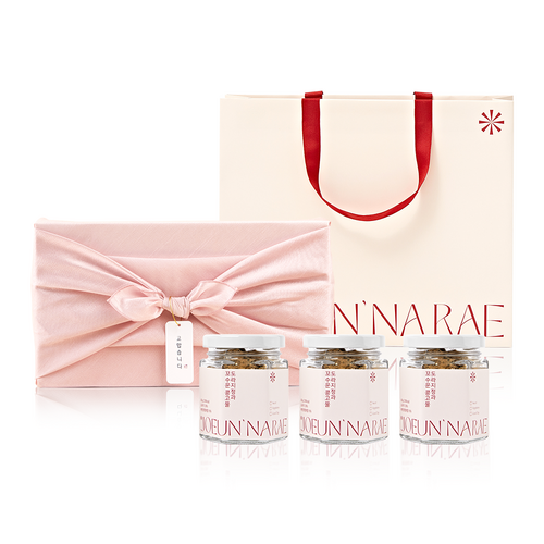조은나래 콩고물 도라지정과 선물 세트 80g X 3개입, 3개, 사랑박스-예드림(콩고물도라지정과240) ×, 보자기포장(연한파랑)