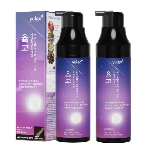 율고 자연을 담은 시간 순한 새치 염색샴푸 흑갈색, 2개, 200ml