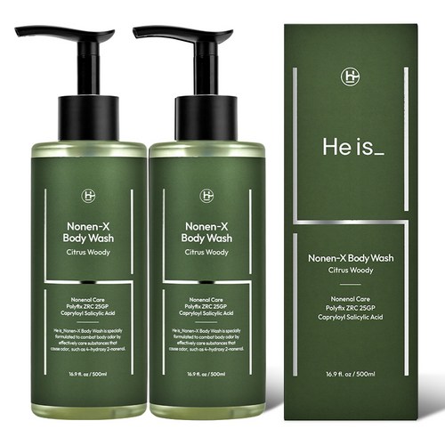 히이즈 냄새&체취삭제 바디워시 시트러스 우디향, 2개, 500ml