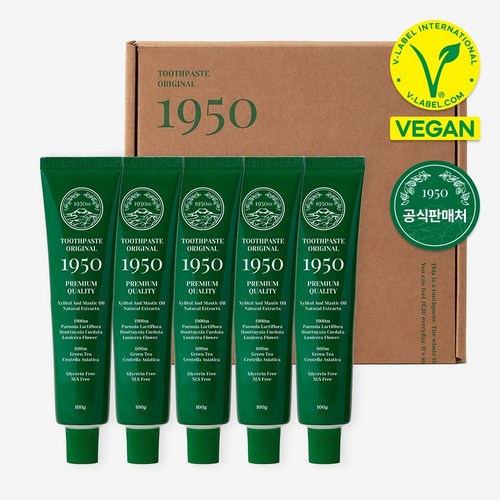 1950 제주 그린 치약, 100g, 5개