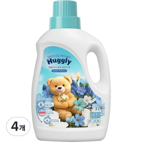 허글리 초고농축 섬유유연제 미스틱퍼퓸, 4개, 3L