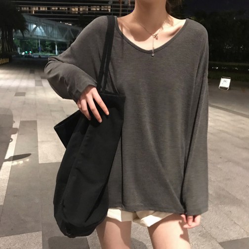 디멜디 여성용 루즈핏 소프트 이너 긴팔 티셔츠