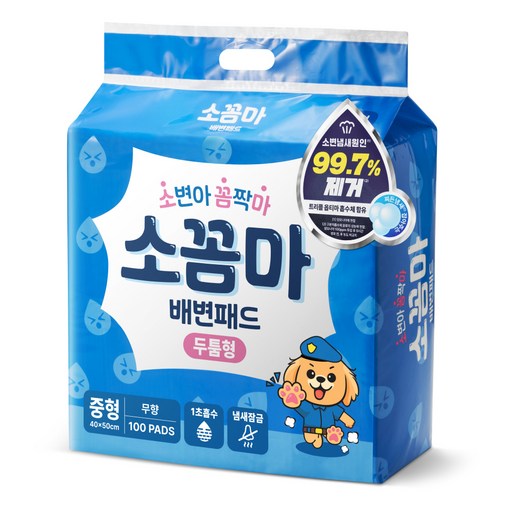 소꼼마 소변아 꼼짝마 1초흡수 두툼형 강아지 배변패드 무향, 100개입, 1개