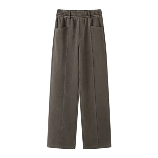 르코앤드라코 여성 편안한 빈티지 워싱 면혼방 허리밴딩 빅사이즈 스트레이트 와이드 팬츠