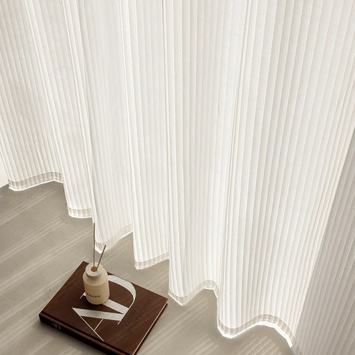 홈키안 스트라이프 쉬폰 커튼 거실  차르르 비침없는 도툼 두꺼운 내마모성 화이트 커텐