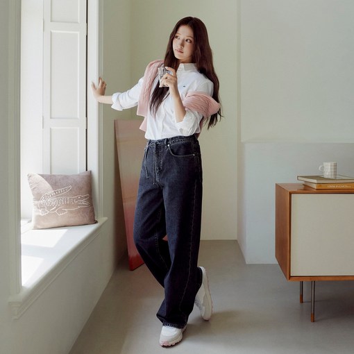 라코스테 공식 여성 와이드 데님팬츠 HF244855N 6NM