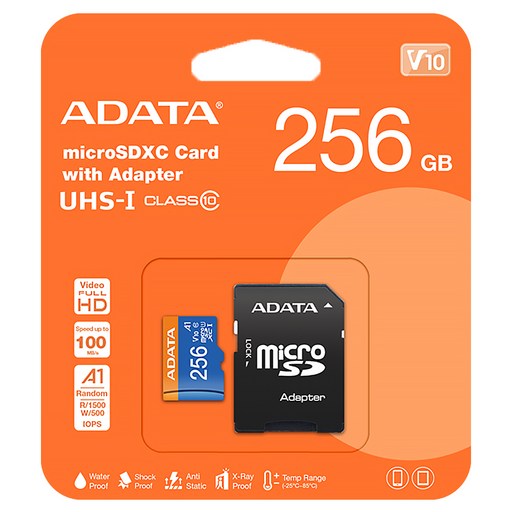 ADATA 威剛 MicroSDXC10 U1/A1 記憶卡, 256GB, 1個