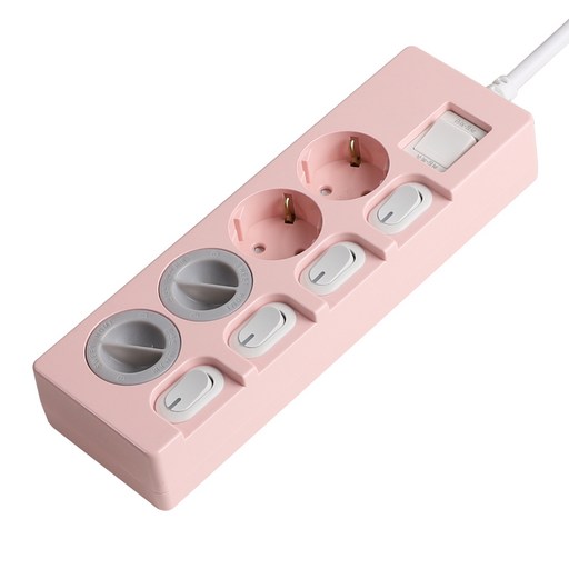 스윗홈 개별 절전 과부하차단 컬러 멀티탭 4구  안전커버 2p 세트, 1.5m, PINK, 1세트