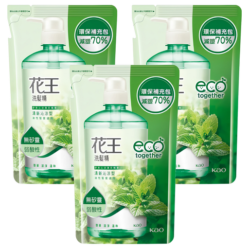 Kao 花王 洗髮精補充包 清新沁涼, 550ml, 3包