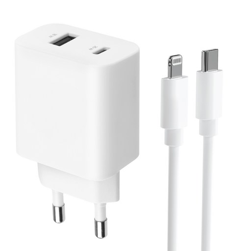 모잇 PD25W 2포트 PPS 초고속충전기와 8핀 라이트닝 아이폰 케이블 1.3m 완벽 조합