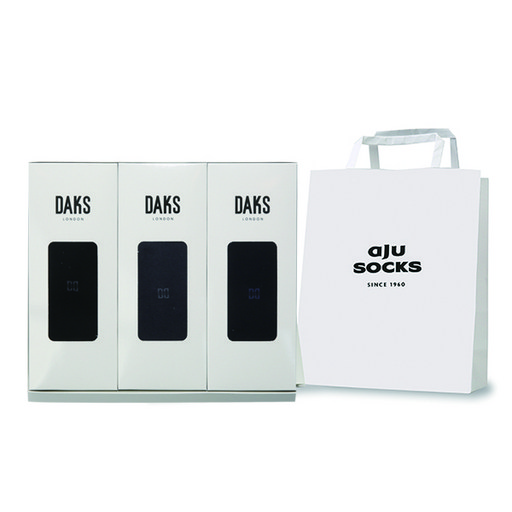 닥스 남성용 신사 무지 장목 3족 양말 선물세트 + 쇼핑백