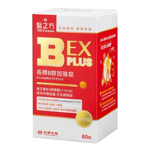 台塑生醫 MD Formula 醫之方 長釋B群EX PLUS加強錠, 60顆, 600mg, 1罐