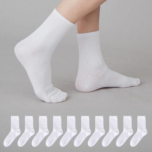 베이스알파에센셜 여성용 무지 중목 양말 10켤레