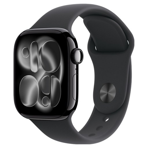 Apple 2025 Apple Watch S11 曜石黑色鋁金屬 + M/L黑色運動型錶帶, 46mm, 黑色, GPS
