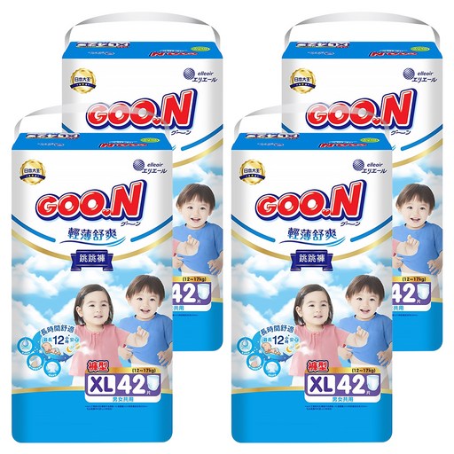 GOO.N 大王 輕薄舒爽 紙尿布 褲型 12~17kg 尿布款式隨機, XL, 168片