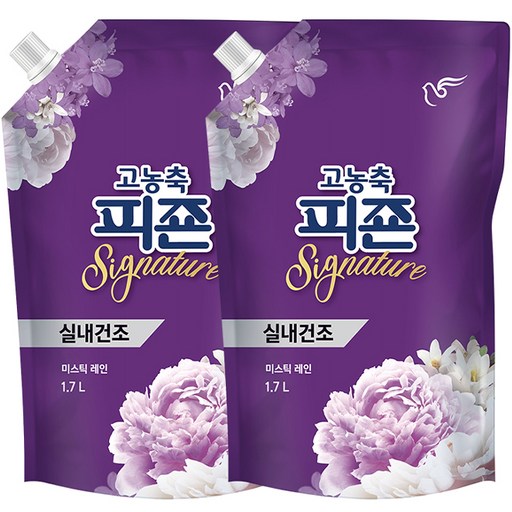 피죤 고농축 시그니처 섬유유연제 미스틱레인 리필, 1700ml, 2개