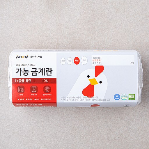 [로켓프레시] 가농 무항생제 인증 매일 만나는 1+등급 금계란 특란 600g