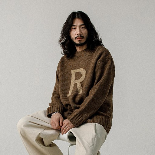 러기드하우스 남성용 베이직 R 포인트 울 라운드 니트