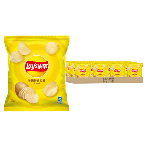 Lay's 樂事 美國經典原味洋芋片, 34g, 12包