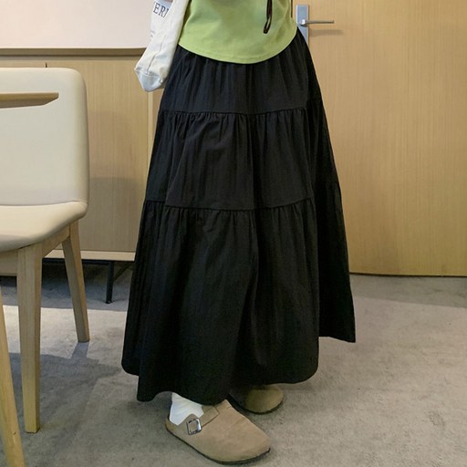 K114 케치본 빅사이즈여성의류 L4XL 3단셔링 밴딩 롱스커트