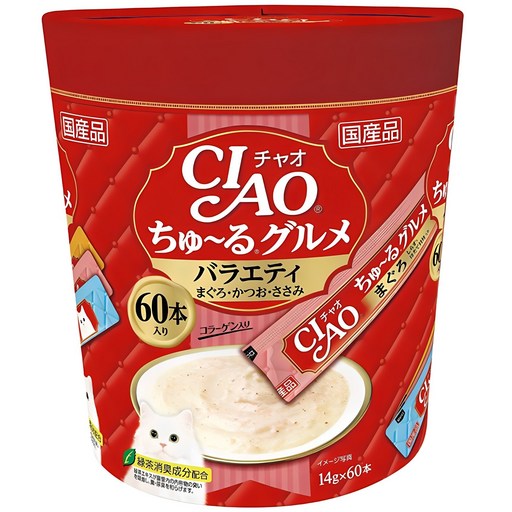 챠오츄르 고양이 구루메 버라이어티 간식 60p, 혼합맛(참치/가다랑어/닭가슴살), 840g, 1개