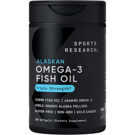 SPORTS RESEARCH Omega-3 三重深海魚油 1040mg, 180顆, 1罐