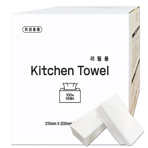 무형광 천연펄프 키친타올 리필 2천매