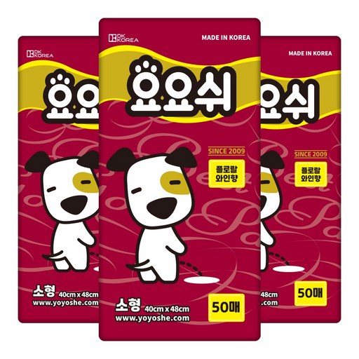 요요쉬 강아지 배변패드 플로랄와인향, 50개입, 3개