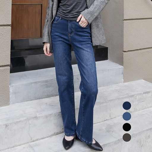 엘블로썸 여성 겨울 기모 히든밴드 스판좋은 와이드 청바지