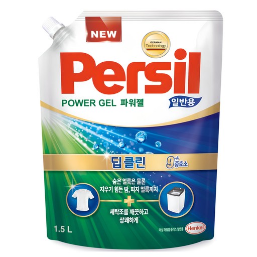 퍼실 딥클린 파워젤 일반용 액상세제 리필, 1.5L, 1개