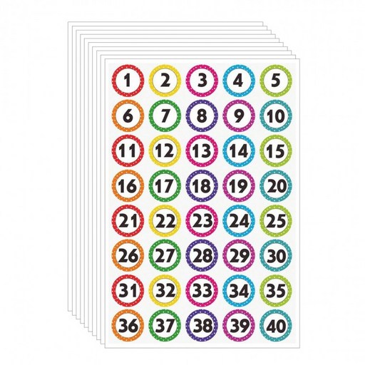 컬러 숫자 원형 넘버링 스티커 400pcs 10장