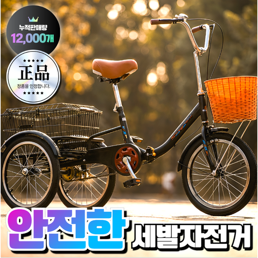 레이스포츠 안전한 성인 세발 자전거 노인 어르신 삼륜 3발 출퇴근 바구니 짐 성인용