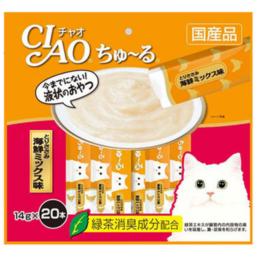 챠오츄르 고양이 짜먹는 간식, 혼합맛(닭가슴살/해산물), 14g, 20개