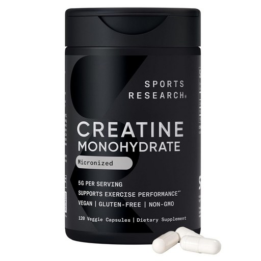 SPORTS RESEARCH 一水肌酸素食膠囊, 120顆, 1個