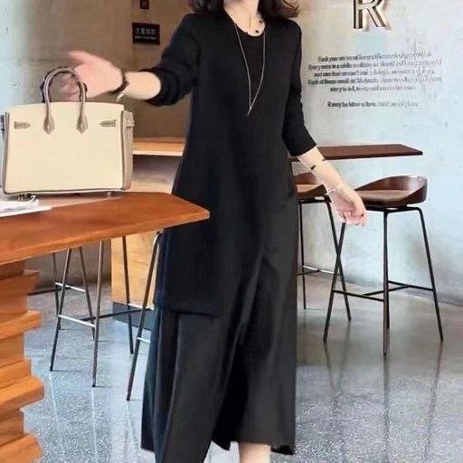 루스리더 여성 라운드넥 투인원 럭셔리 원피스 E1124