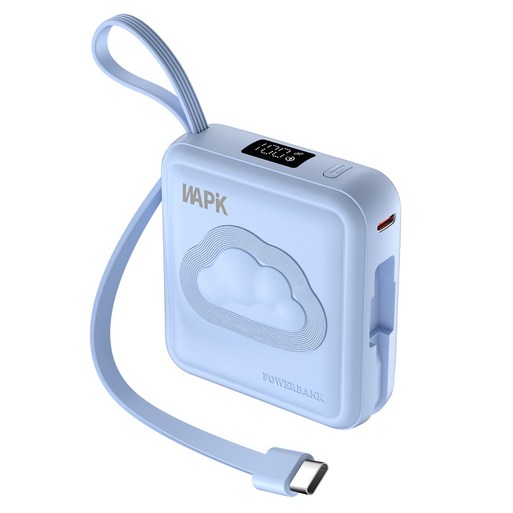 WAPIK 고속충전 일체형 미니 보조배터리 M2 C타입 잔량표시 10000mAh 22.5W