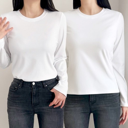 허블리 11 여성 기모 라운드 긴팔 티셔츠