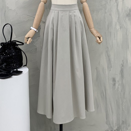 행복여 블루밍 플리츠 플레어 롱 스커트