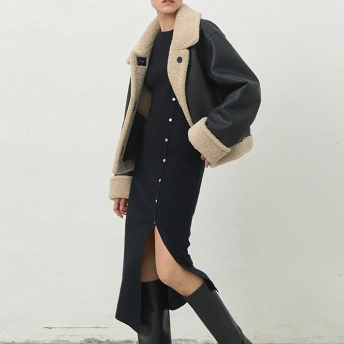 아틀리에나인 여성용 에센셜 다니엘 컷아웃 니트 드레스 OP6245