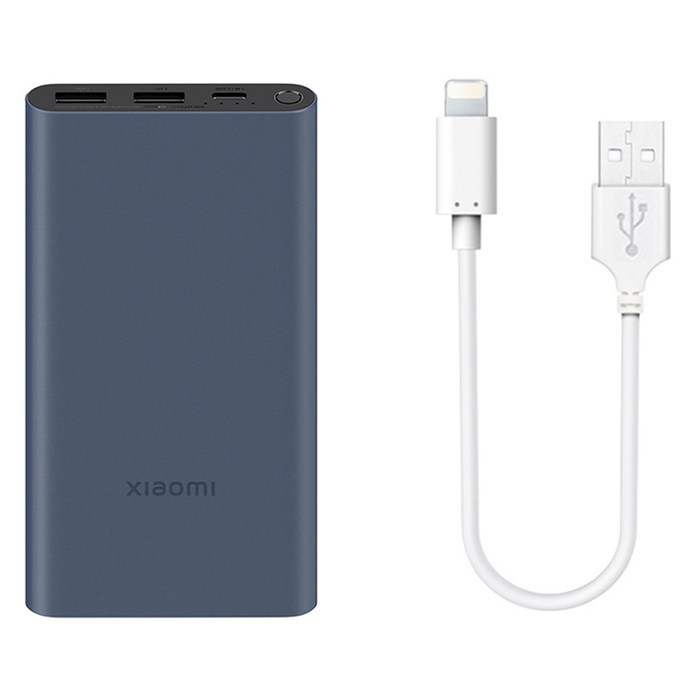 샤오미 10000 7세대 22.5W 대용량 초고속 충전 C타입 휴대용 보조배터리  8핀케이블 세트