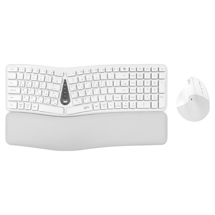 지클릭커 오피스프로 에르고M 무선 키보드  버티컬 마우스 세트, 화이트, EMK400, 인체공학