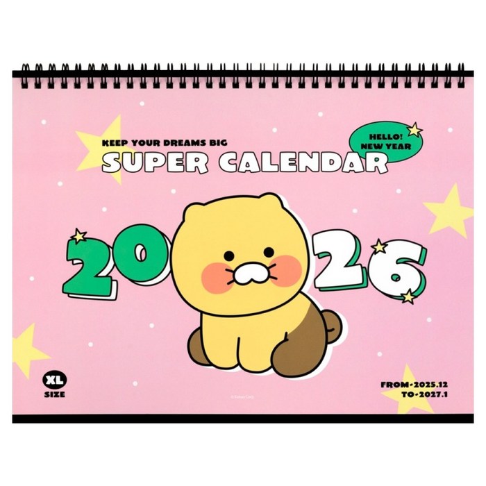 춘식이 2026년 A4 사이즈 탁상 캘린더, 핑크, 1개