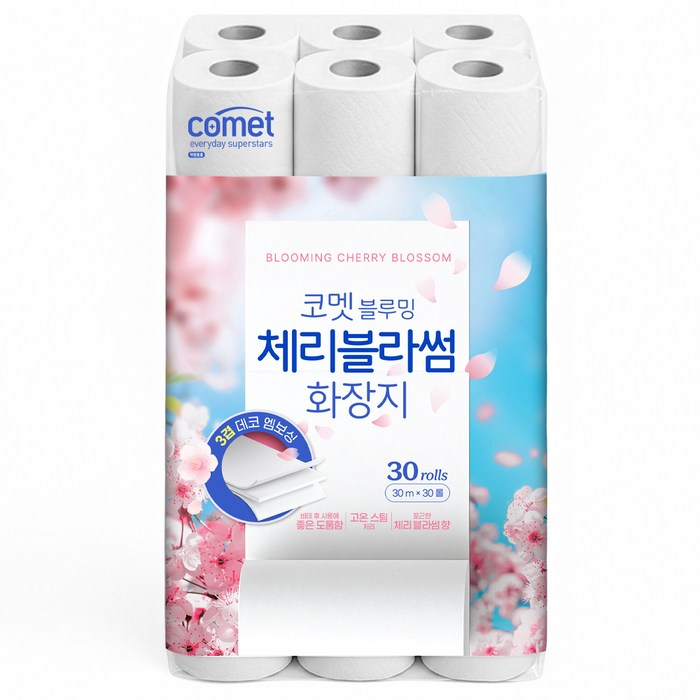 코멧 블루밍 체리블라썸 화장지 30m 30롤 대용량
