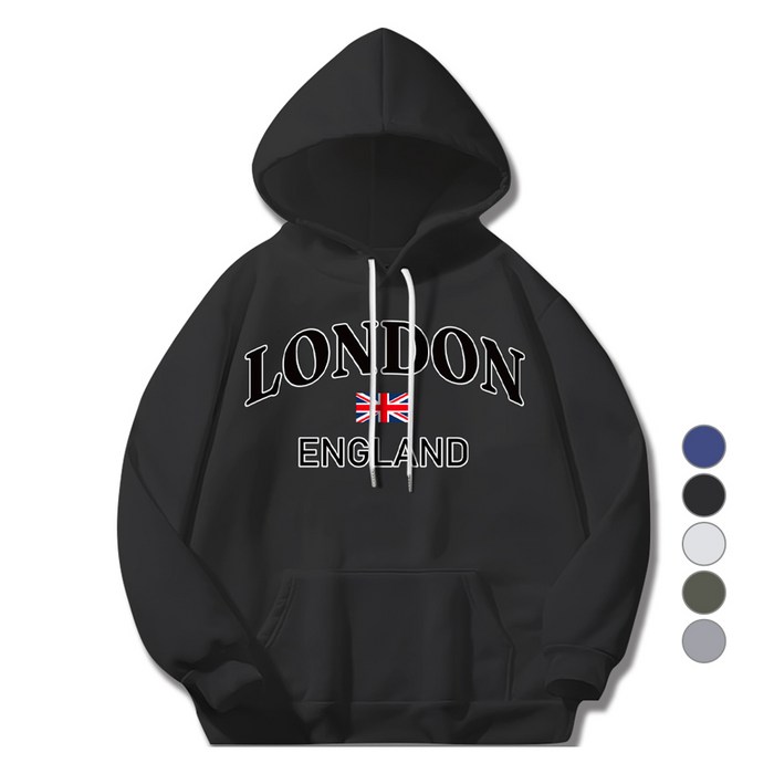일루소 남녀공용 런던 잉글랜드 소프트 특양면 후드티