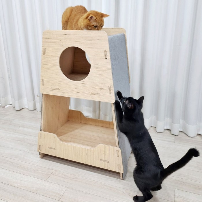 MAAH 고양이 튼튼 5분 조립 원목 A 숨숨집 20kg, 1개, 우드 MAAH 고양이 튼튼 5분 조립 원목 A 숨숨집 20kg, 1개, 우드