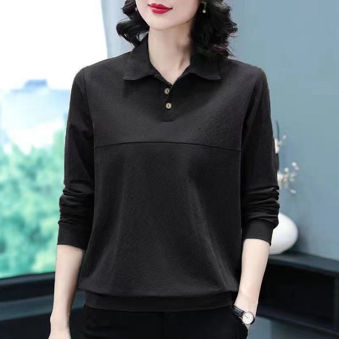 디멜디 여성용 카라넥 단추형 출근 긴팔 티셔츠